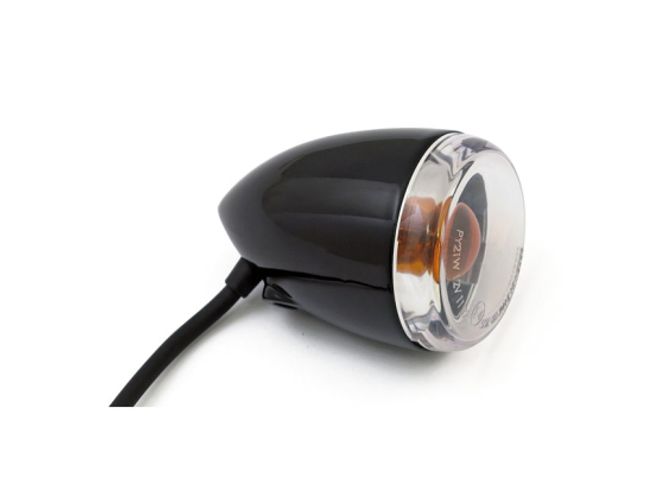 Hovedbilde LATE-STYLE TURN SIGNAL ASSEMBLY. FRONT. GLOSS BLACK, Blinklys