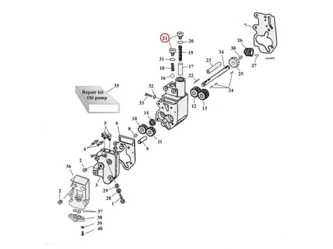 Hovedbilde allen plug oil pump & crankcase, Oil Pump Plugg