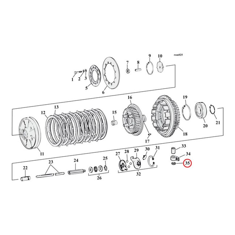Retaining ring, clutch release lever stud